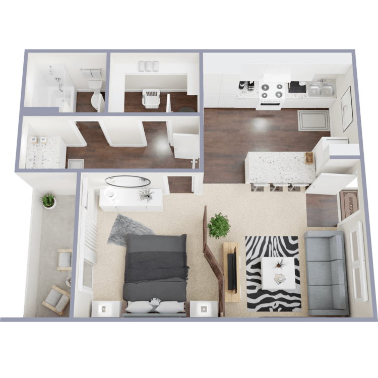 Plan A, a studio 1 bathroom floor plan.