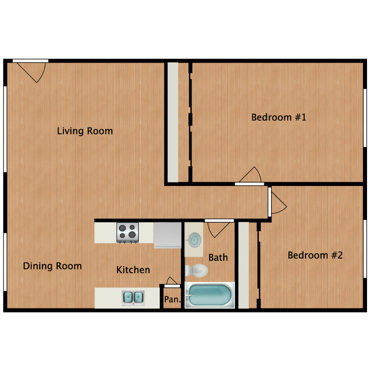 Floor plan image of 2 Bed 1 Bath