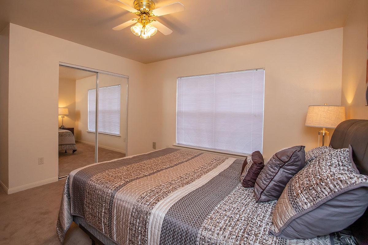 a bedroom with a large bed in a hotel room