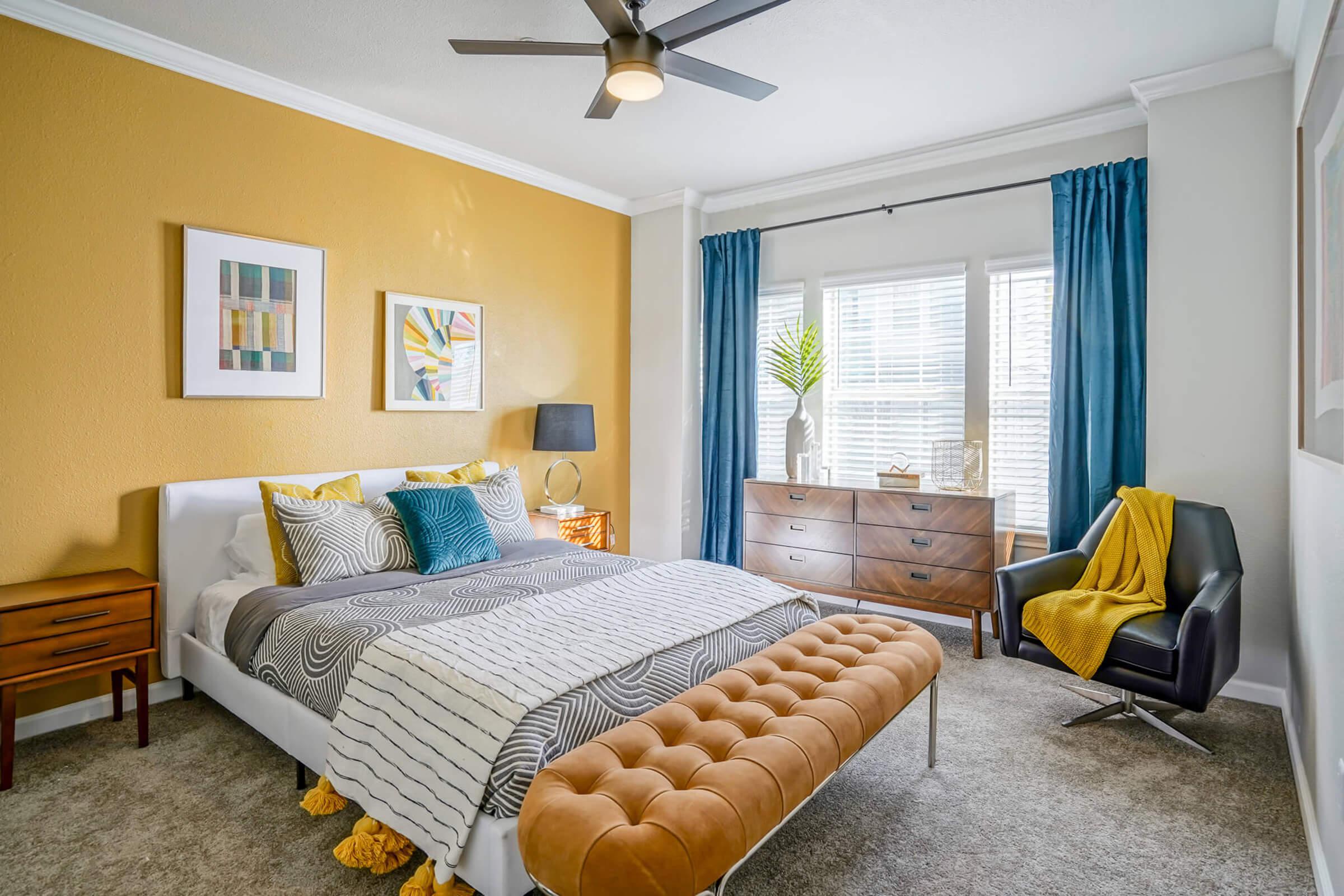 Bedroom with Ceiling Fan - Prisma Apartments - Albuquerque - New Mexico