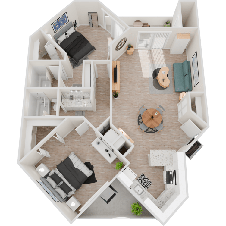 Citrine on 67th 2 bedroom 2 bathroom floor plan - Glendale, AZ