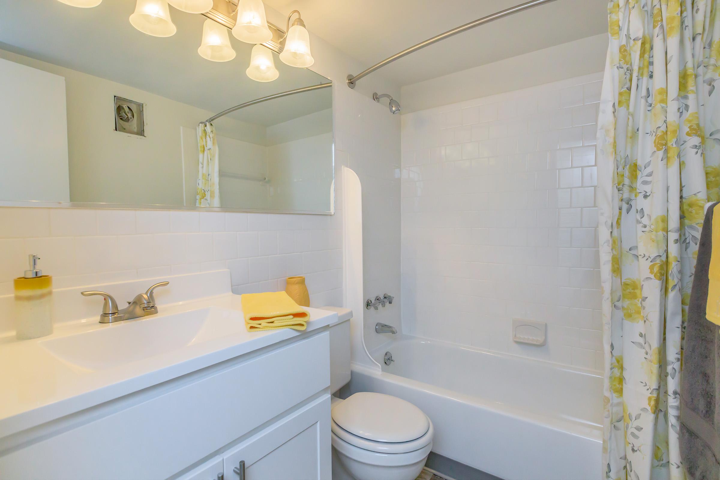 a shower that has a sink and a mirror