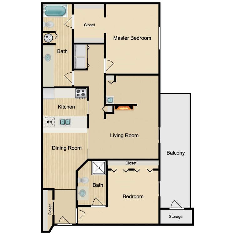 Floor plan image of 2 Bed 2 Bath D