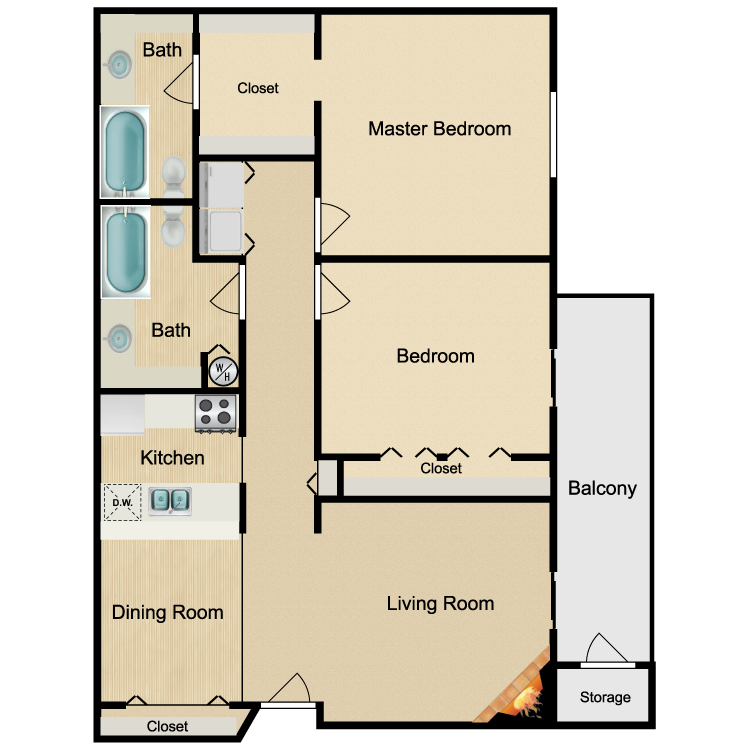 Floor plan image of 2 Bed 2 Bath B