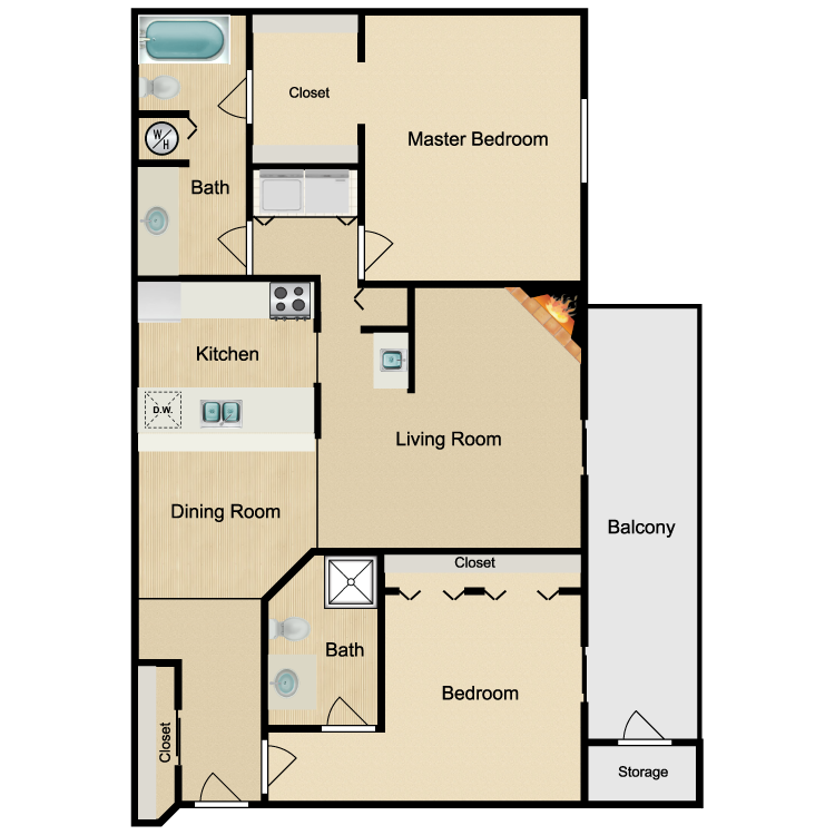 Floor plan image of 2 Bed 2 Bath C