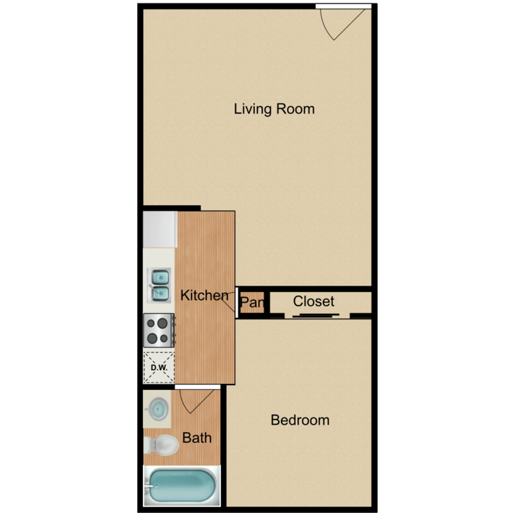 Floor plan image of Jem Wey 1 Bed 1 Bath A