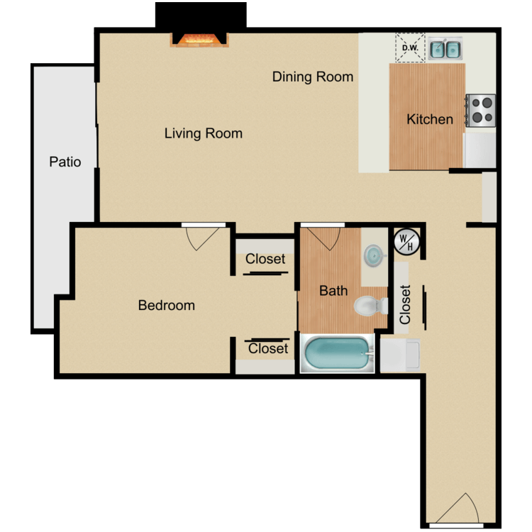 Floor plan image of Aloha Wey 1 Bed 1 Bath A