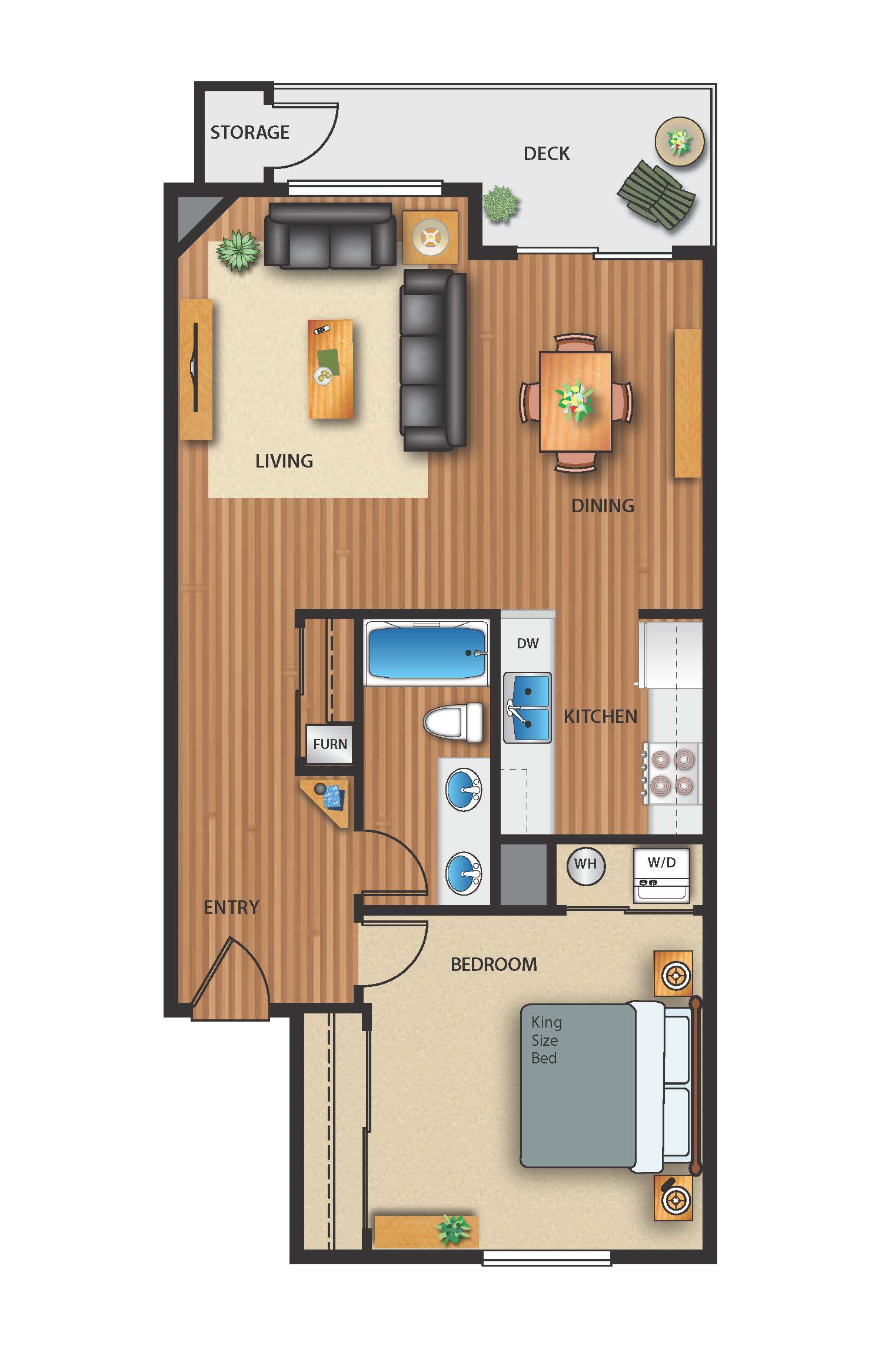 Floor plan image of 1 Bed 1 Bath Marina View