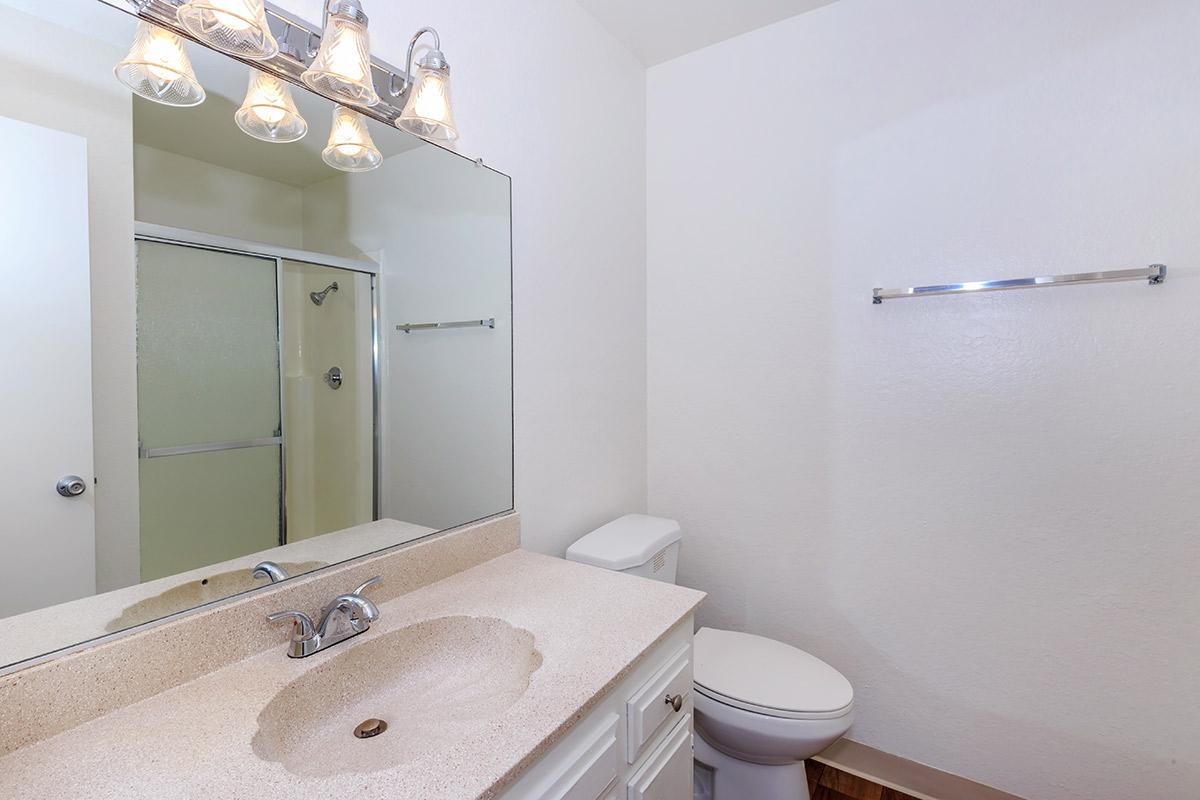 Bathroom with glass shower doors