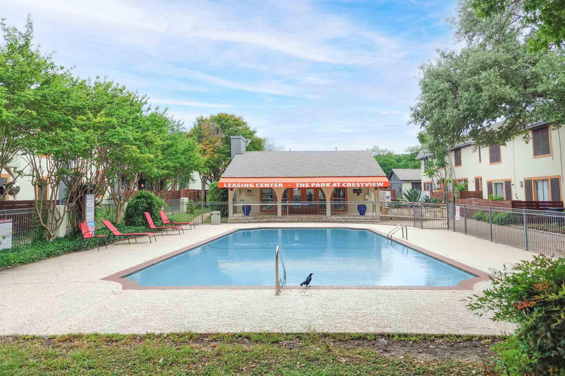 a small house in a pool