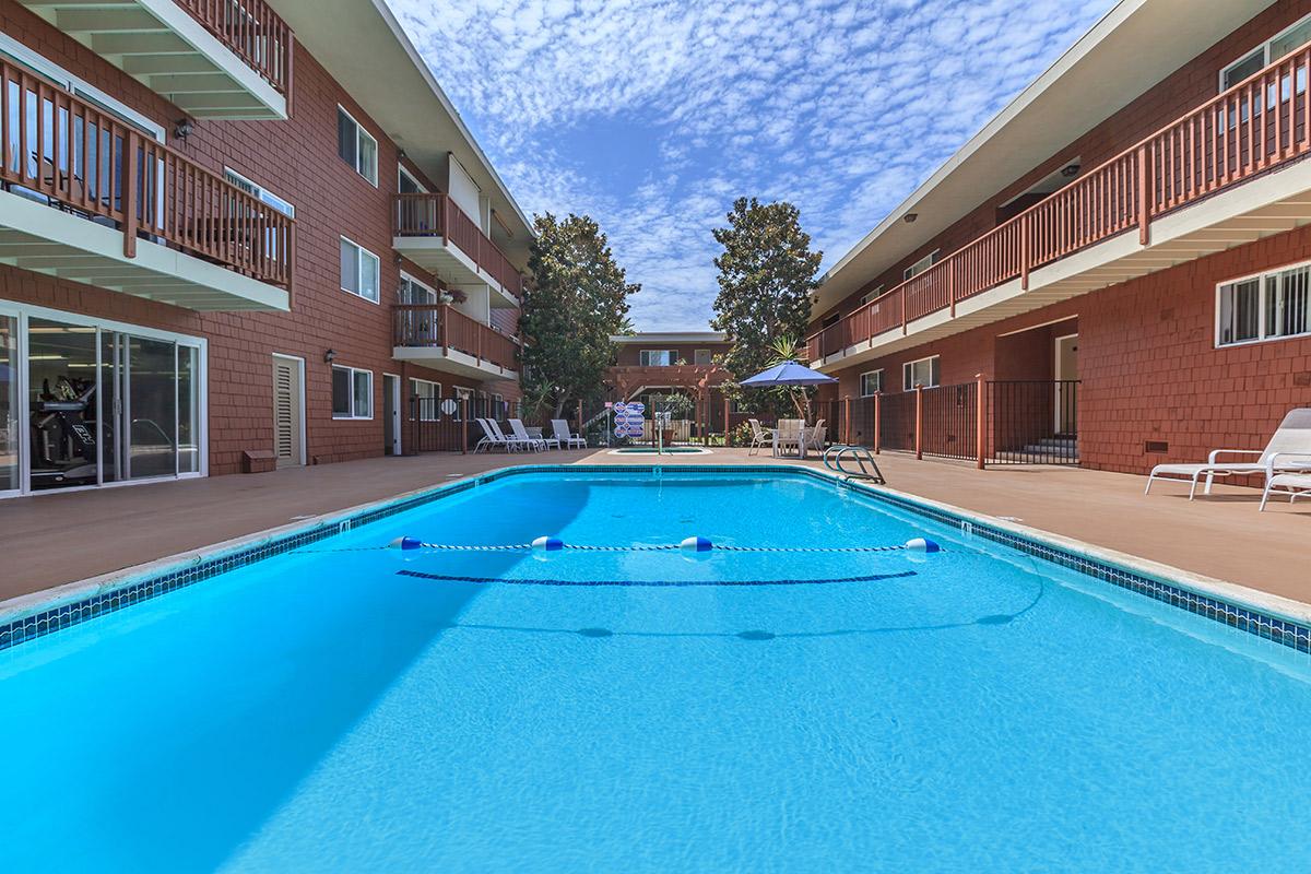 a blue pool of water