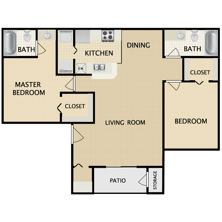 Floor plan image of 2 Bed 2 Bath
