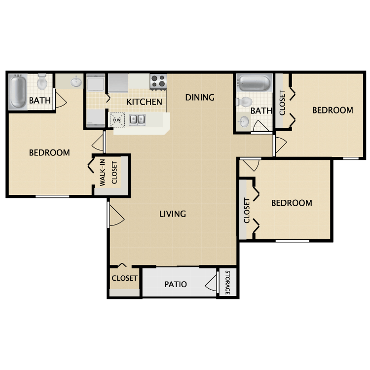 Floor plan image of 3 Bed 2 Bath