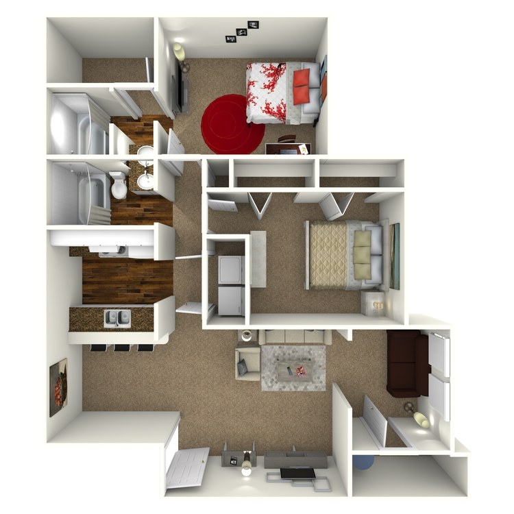 Floor plan image of 2 Bed 2 Bath - B1S