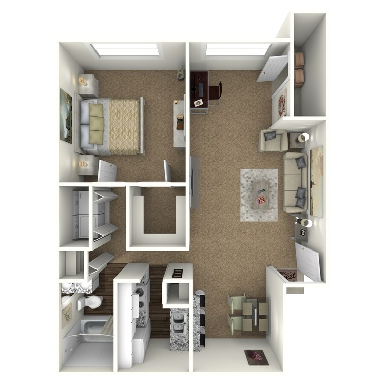 Floor plan image of 1 Bed 1 Bath - A2S