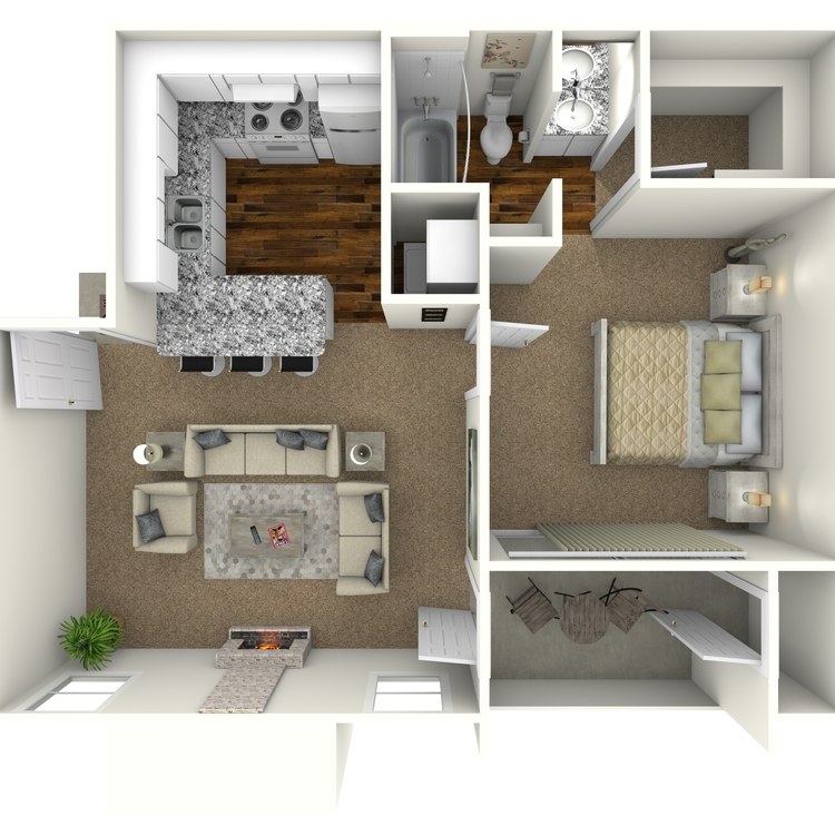 Floor plan image of 1 Bed 1 Bath - A1