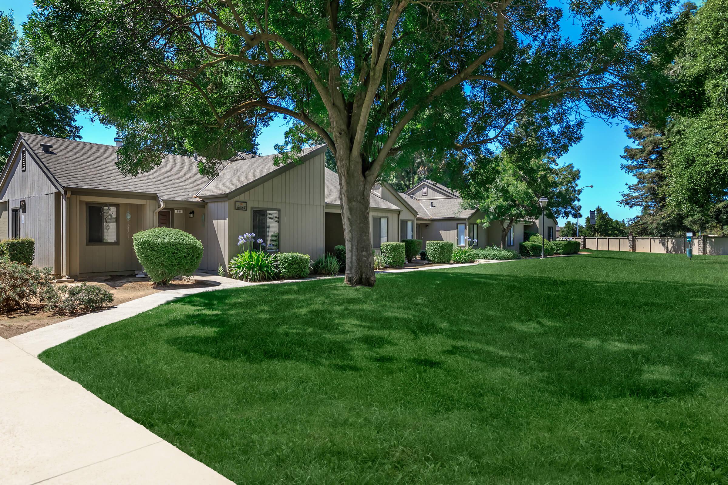 BEAUTIFUL GREEN LANDSCAPING AT NORTH CREEK APARTMENT HOMES FOR RENT IN FRESNO, CALIFORNIA.