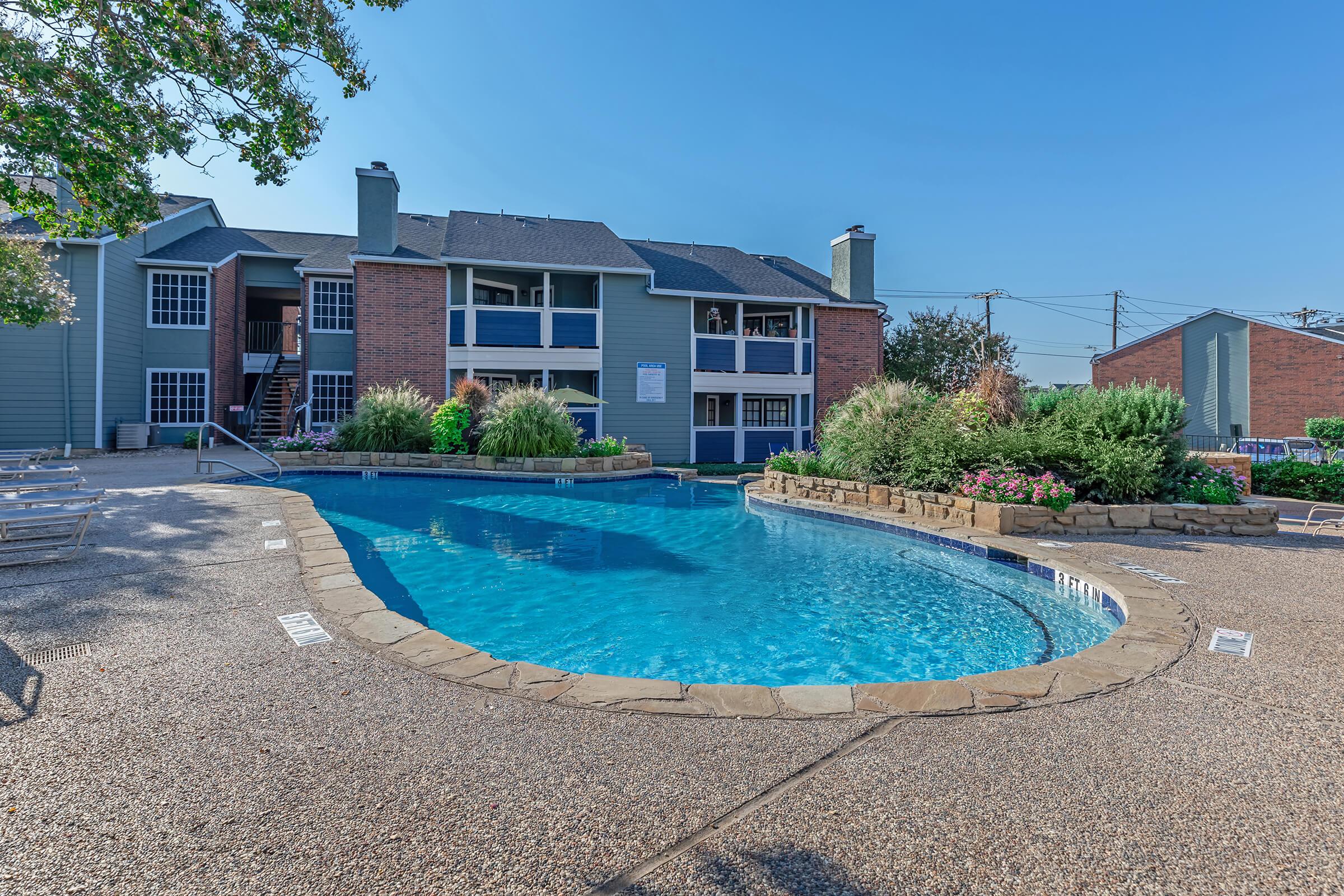 a small house in a pool of water