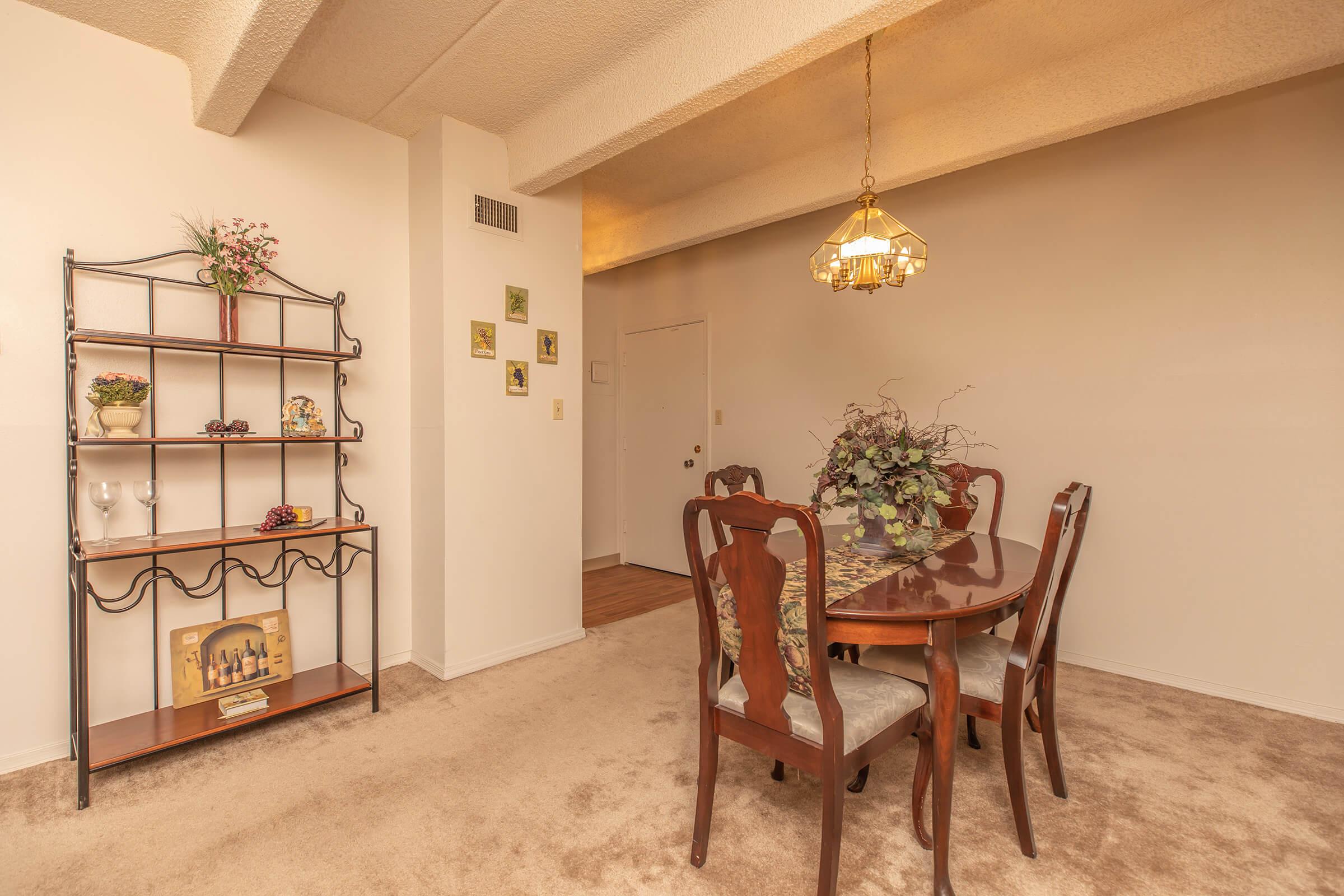 carpeted dining room