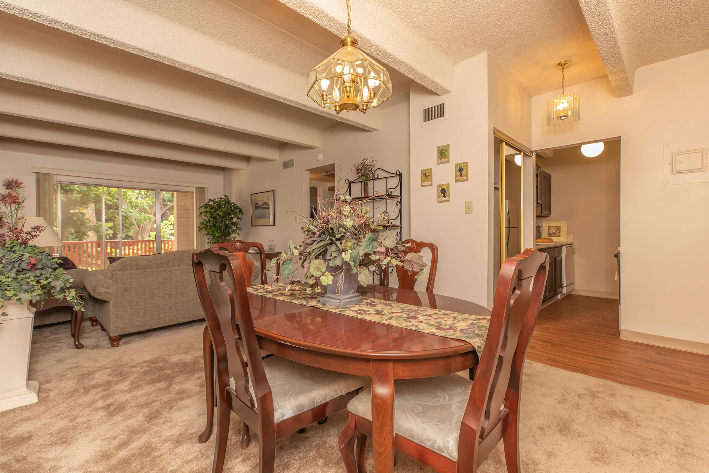 wooden table and chairs