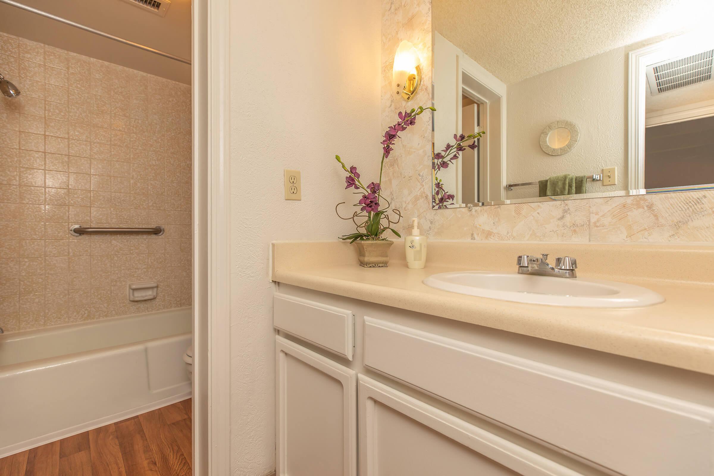 bathroom with wooden floors