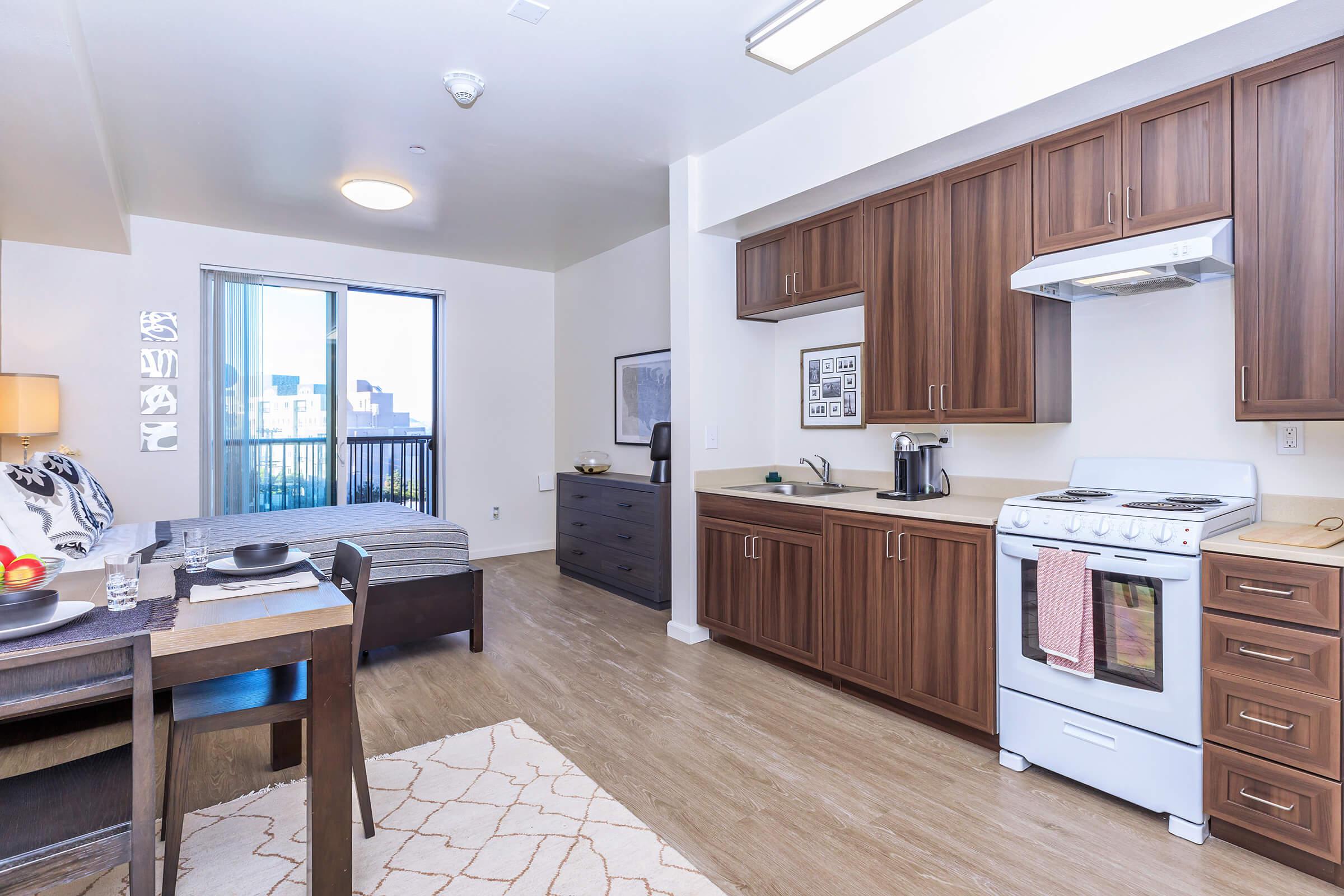 Kitchen with white appliances