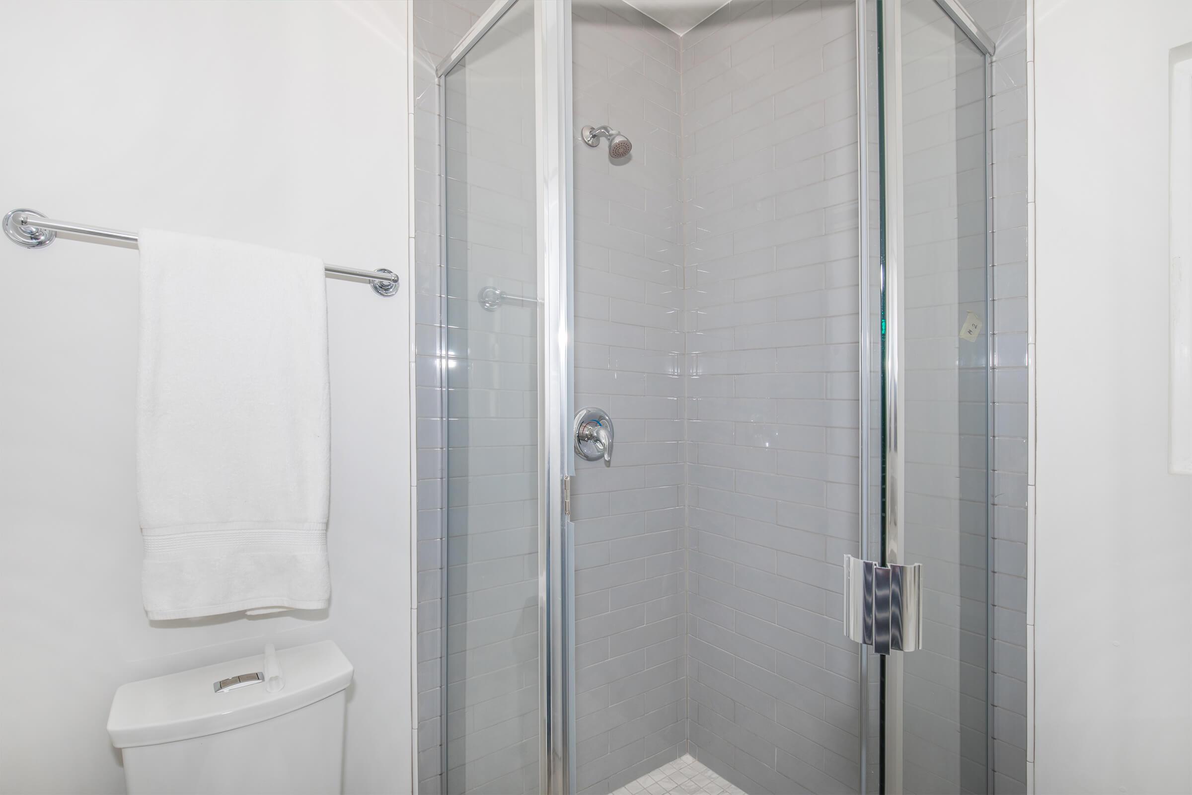 a glass shower door