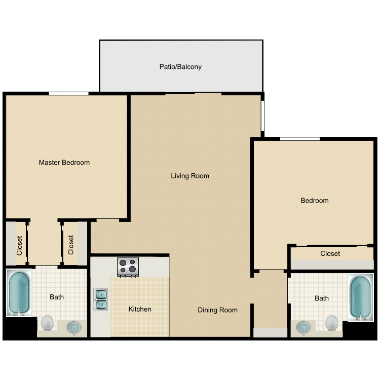 Floor plan image of 2 Bed 2 Bath A
