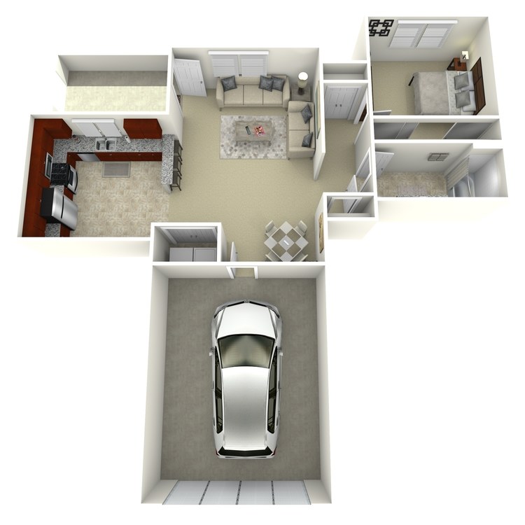Barbera, a 1 bedroom 1 bathroom floor plan.