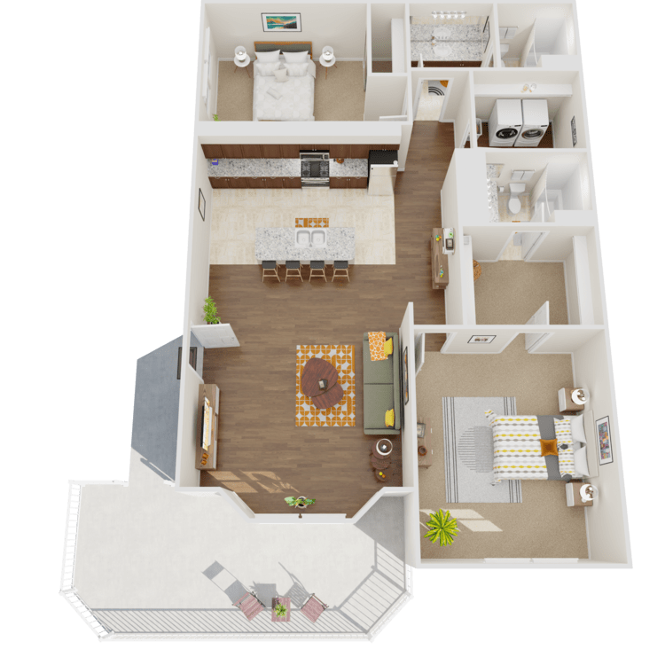 Alexander, a 2 bedroom 2 bathroom floor plan.