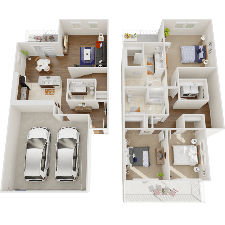Helena, a 3 bedroom 2.5 bathroom floor plan.