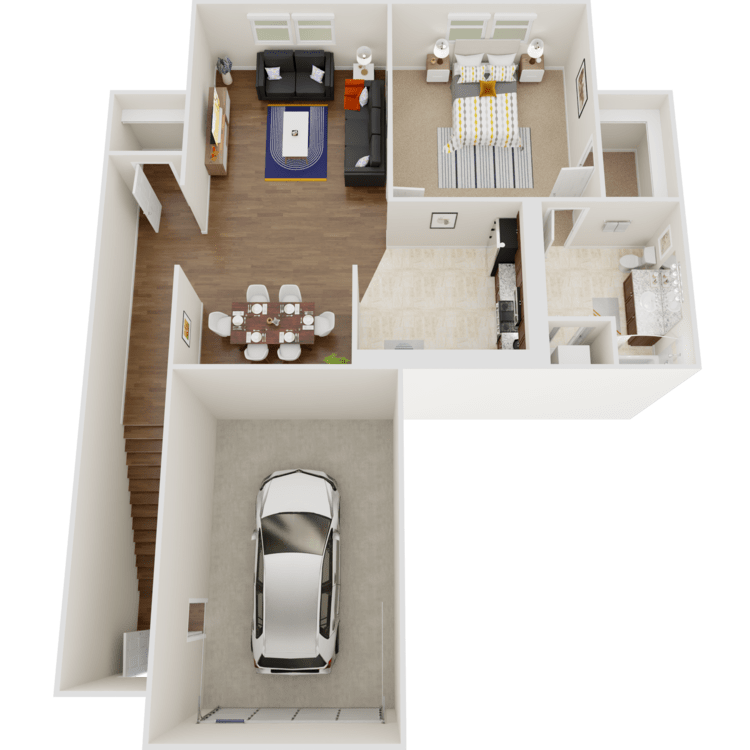 Ruche, a 1 bedroom 1 bathroom floor plan.