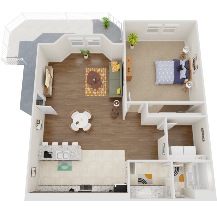 Solano, a 1 bedroom 1 bathroom floor plan.