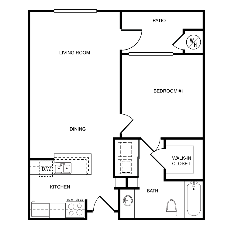 Floor plan image of 1 Bed 1 Bath