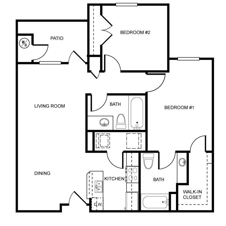 Floor plan image of 2 Bed 2 Bath