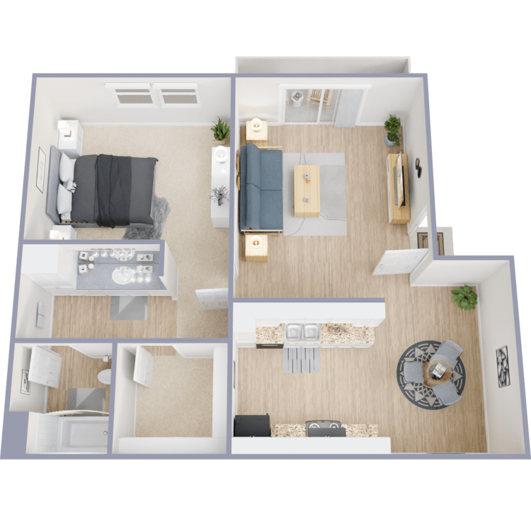 Plan B, a 1 bedroom 1 bathroom floor plan.