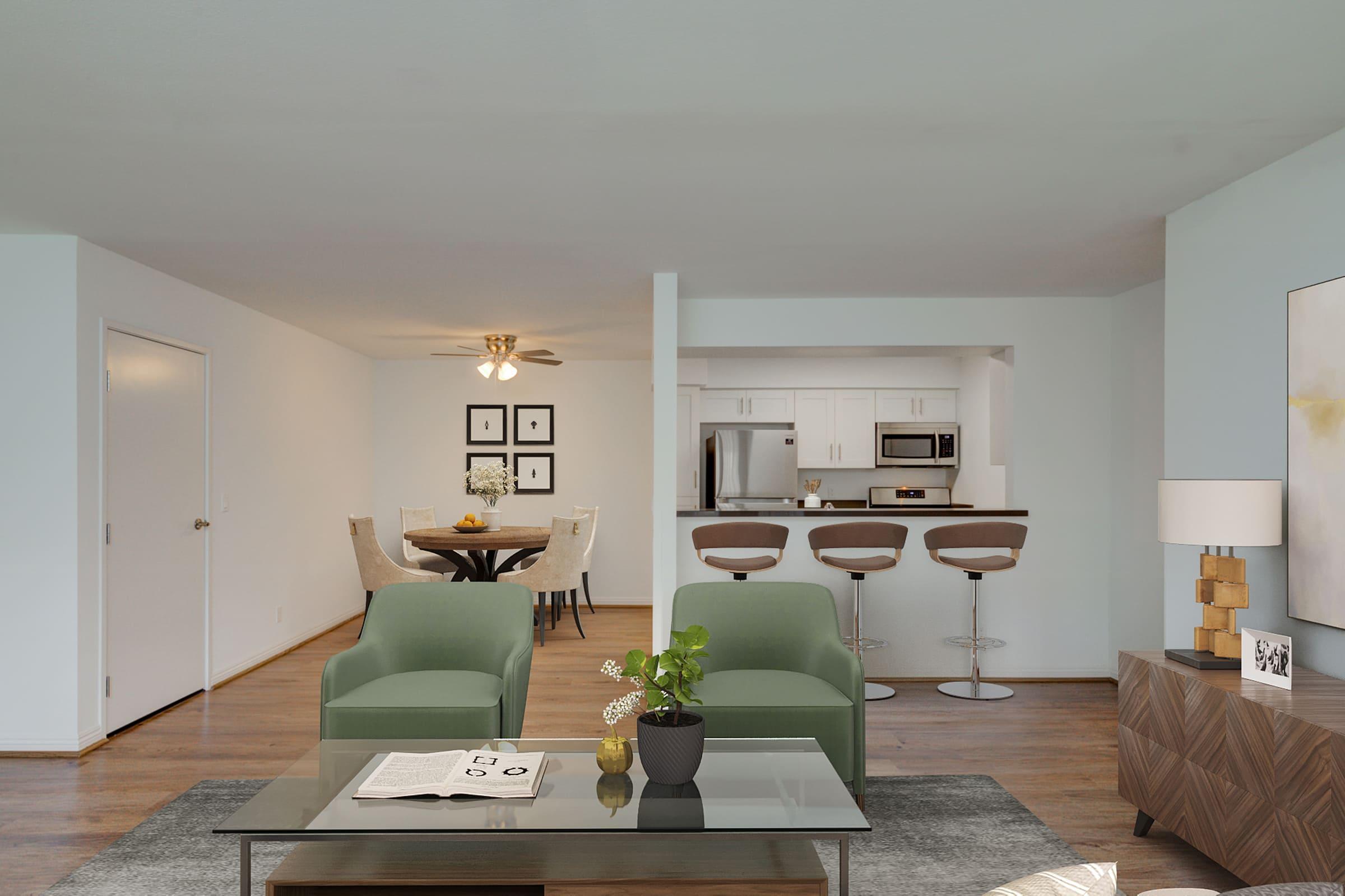 a living room filled with furniture and a flat screen tv