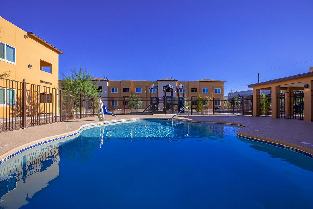 a house with a large pool of water