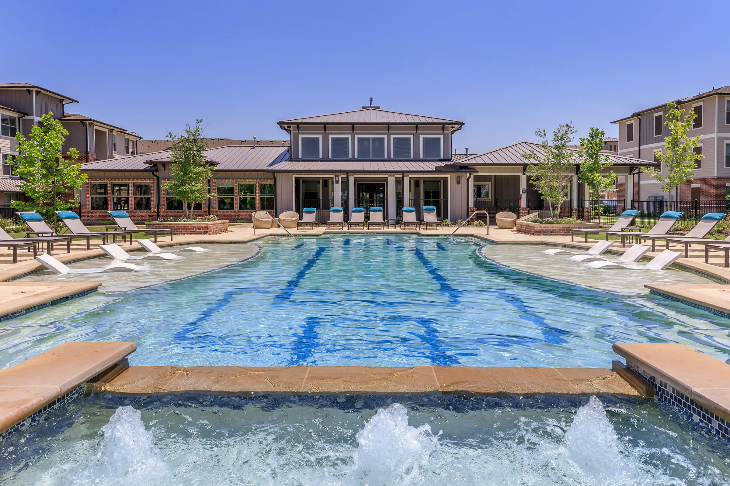 a small house in a pool of water