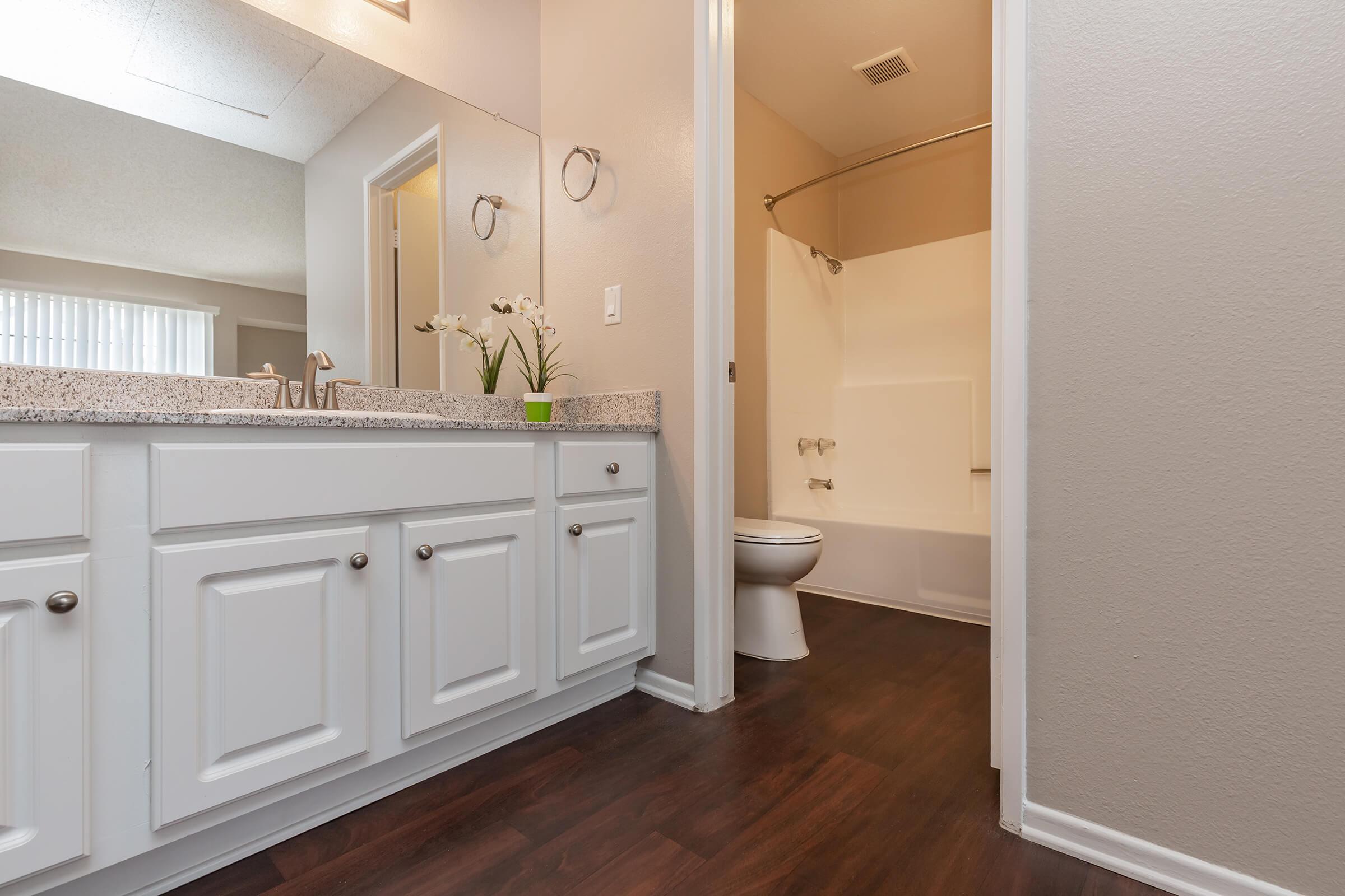 Bathroom with wooden floors