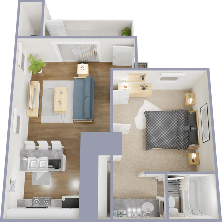 Plan C, a 1 bedroom 1 bathroom floor plan.
