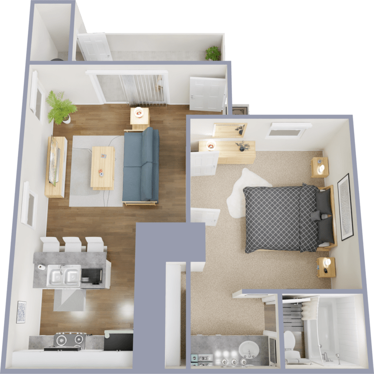 Plan C - Income Restricted, a 1 bedroom 1 bathroom floor plan.