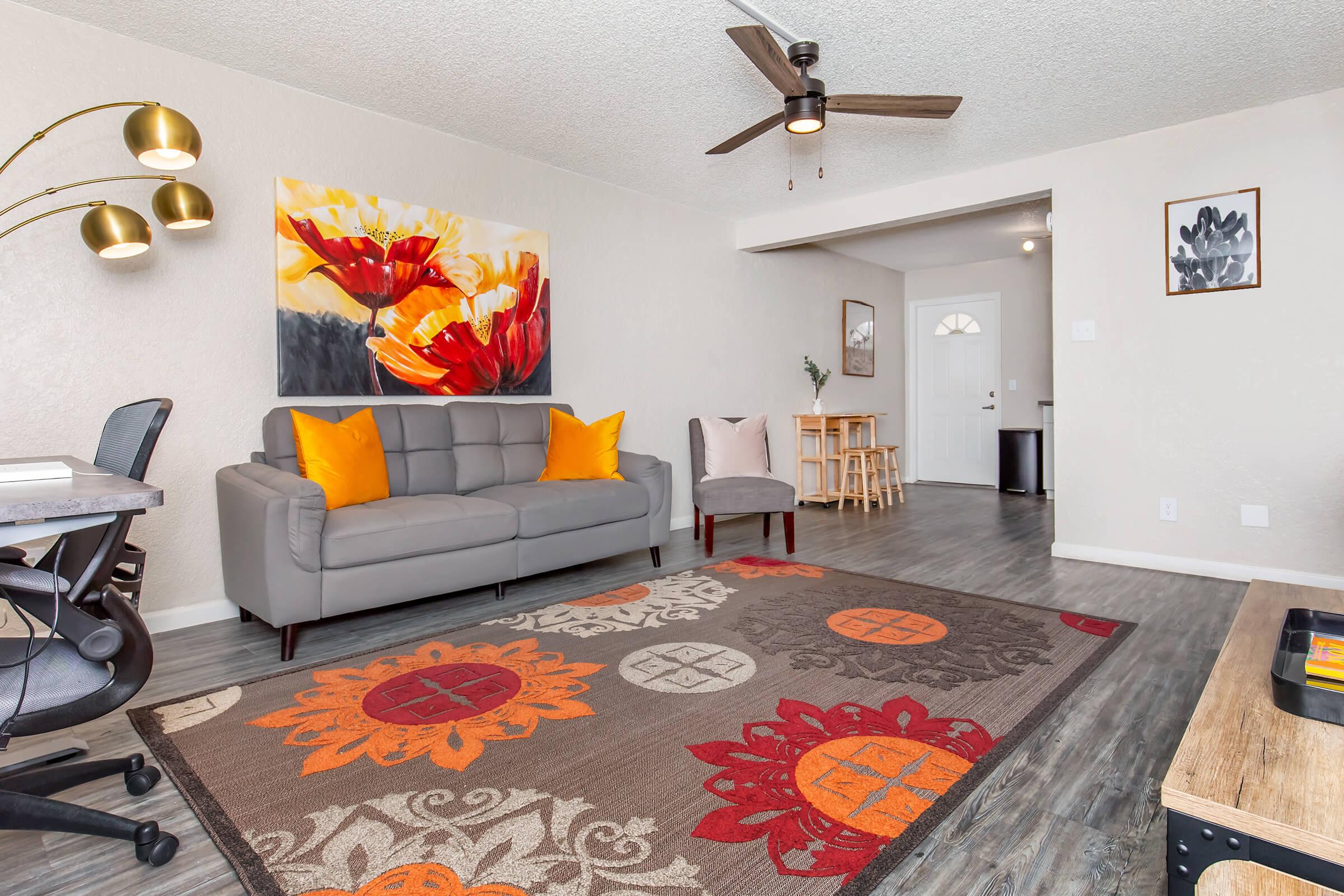 a room filled with furniture and a fire place