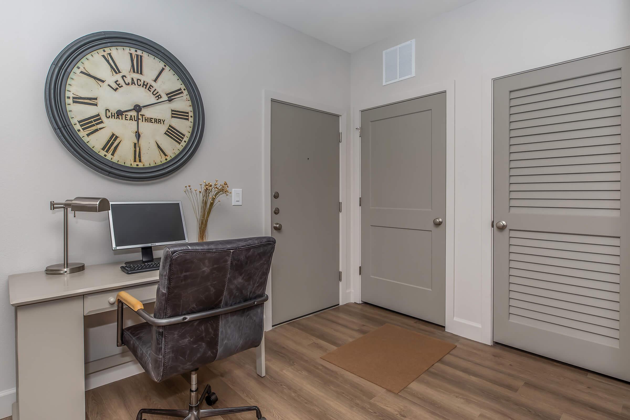 a clock in the middle of a room