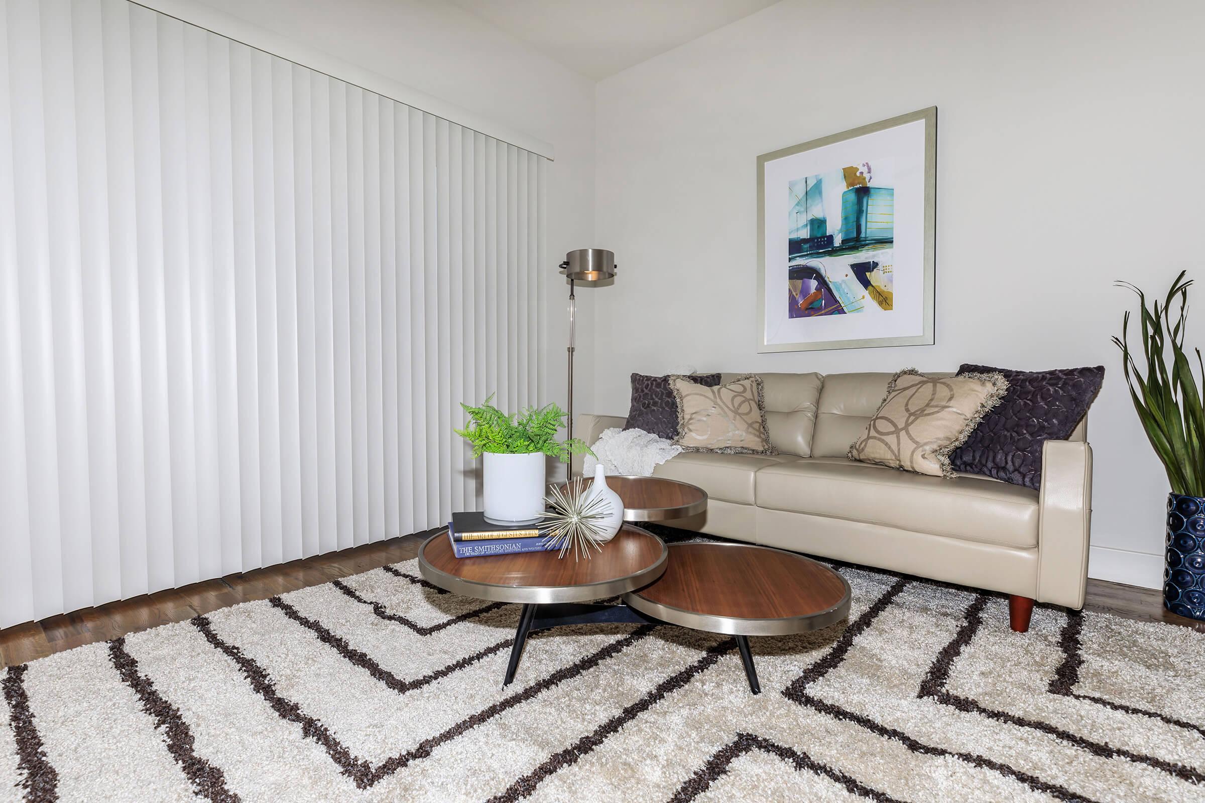 a living room filled with furniture and a rug