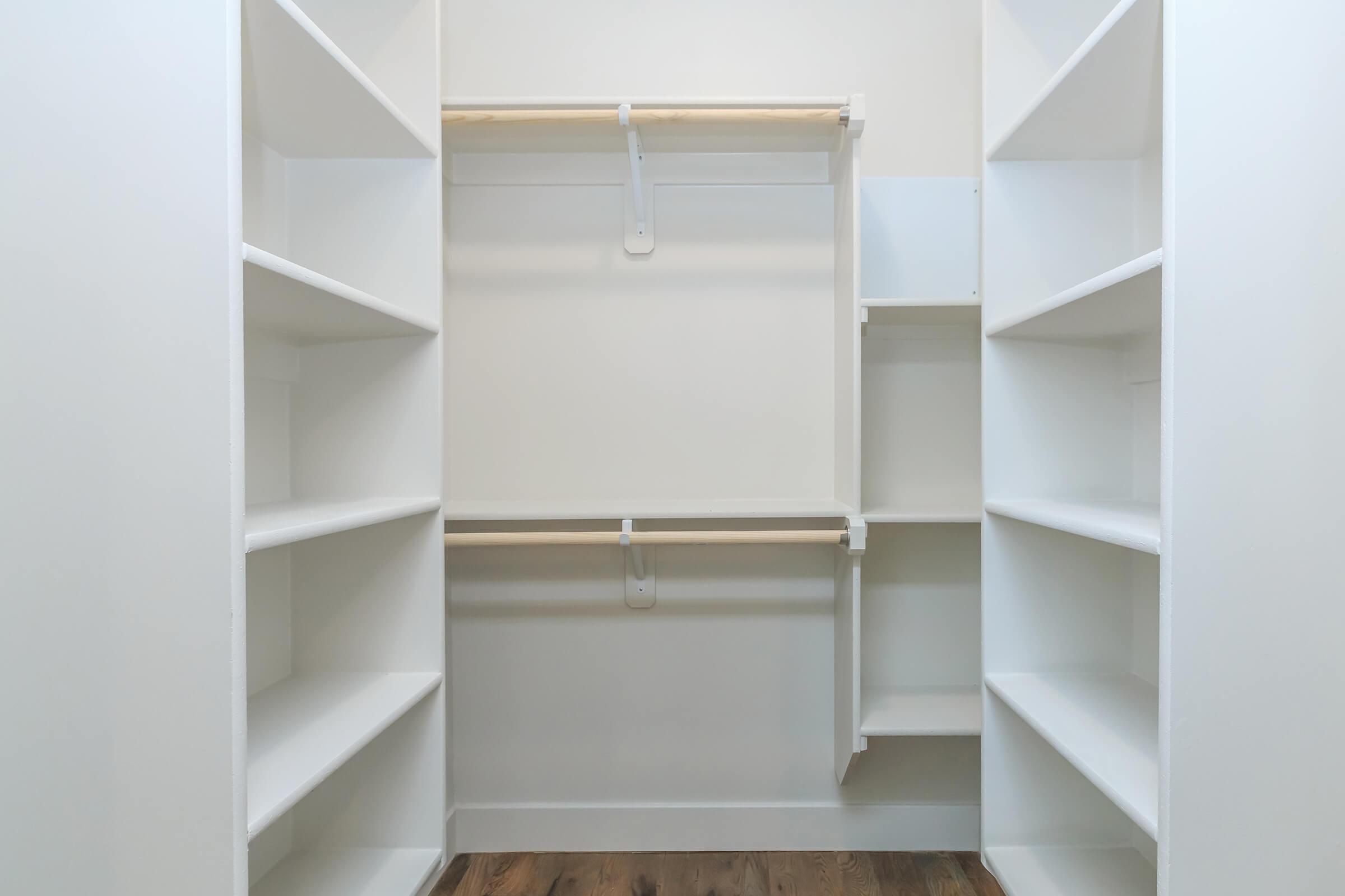 an empty shelf in front