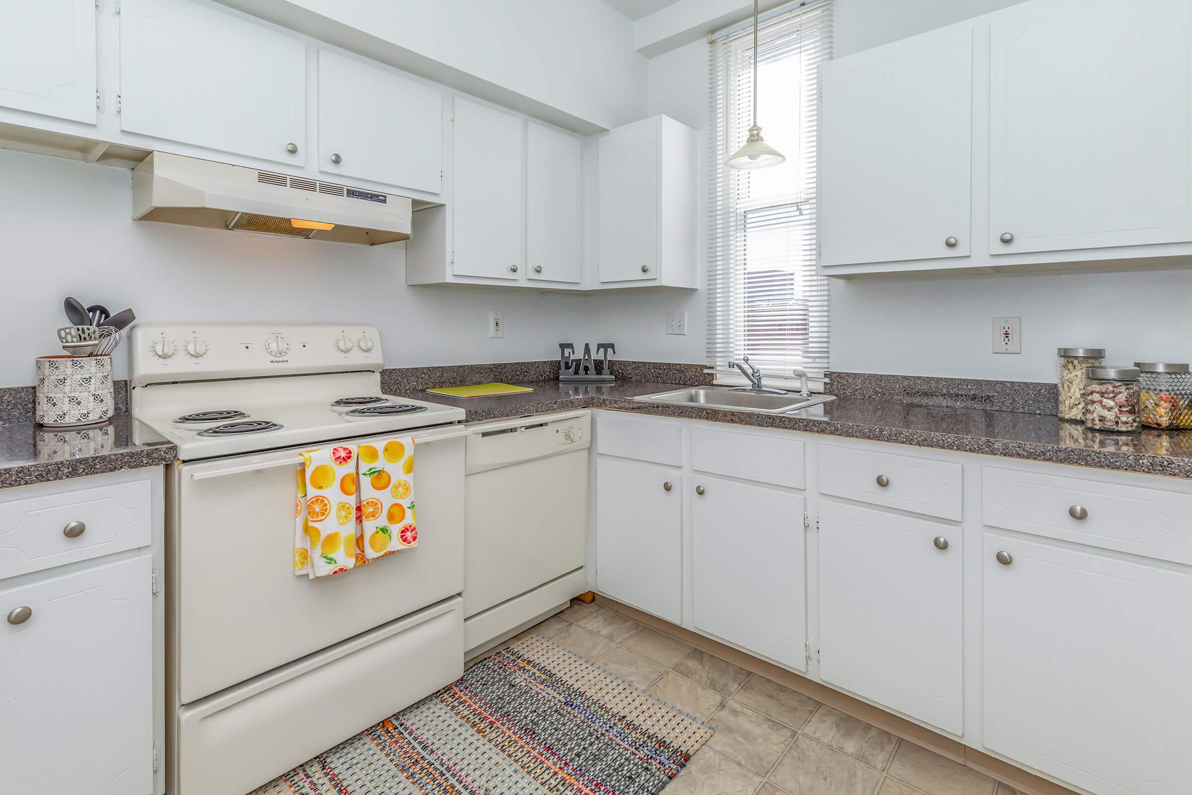 a kitchen with a stove and a sink