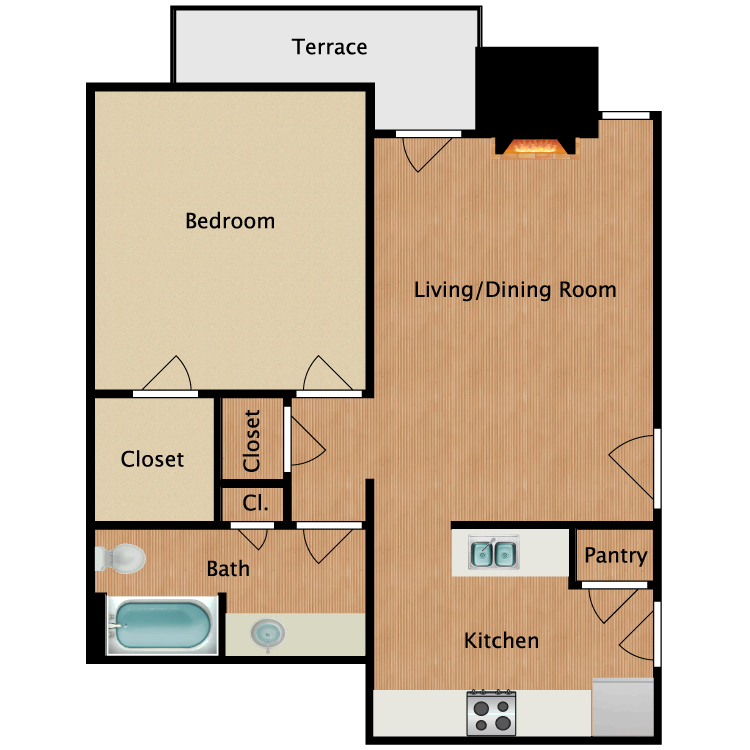 Floor plan image of 1 Bedroom B