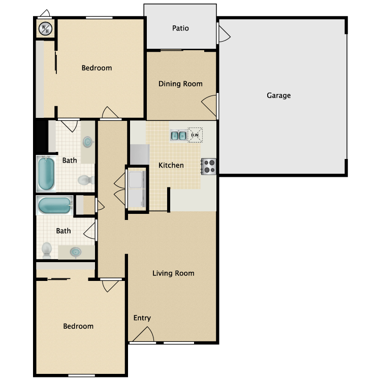 Floor plan image of Two Bedroom C