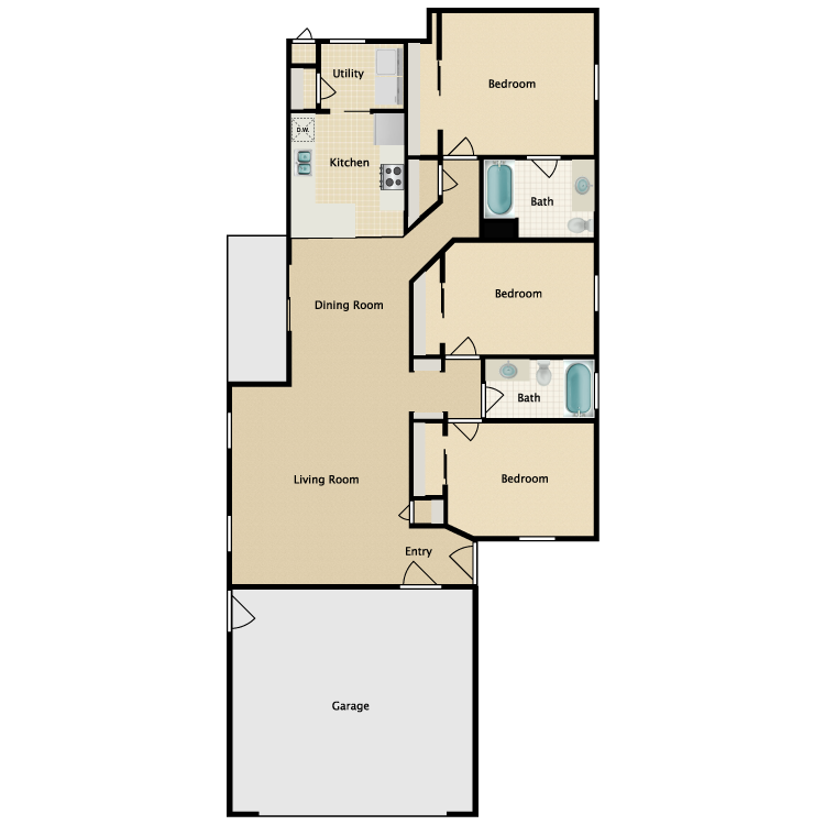 Floor plan image of Three Bedroom A